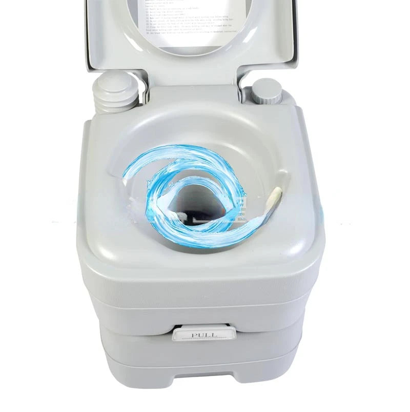 Portable Toilet 3.96 Gallon Travel RV Potty with T-type Water Outlets Anti-Leak Handle Water Pump Rotating Spout for Camping