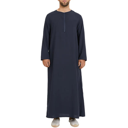 INCERUN Men Muslim Arabic Kaftan Islamic Long Sleeve Abaya Robes Solid Color Saudi Arabia Dress Jubba Thobe Men Clothing S-5XL