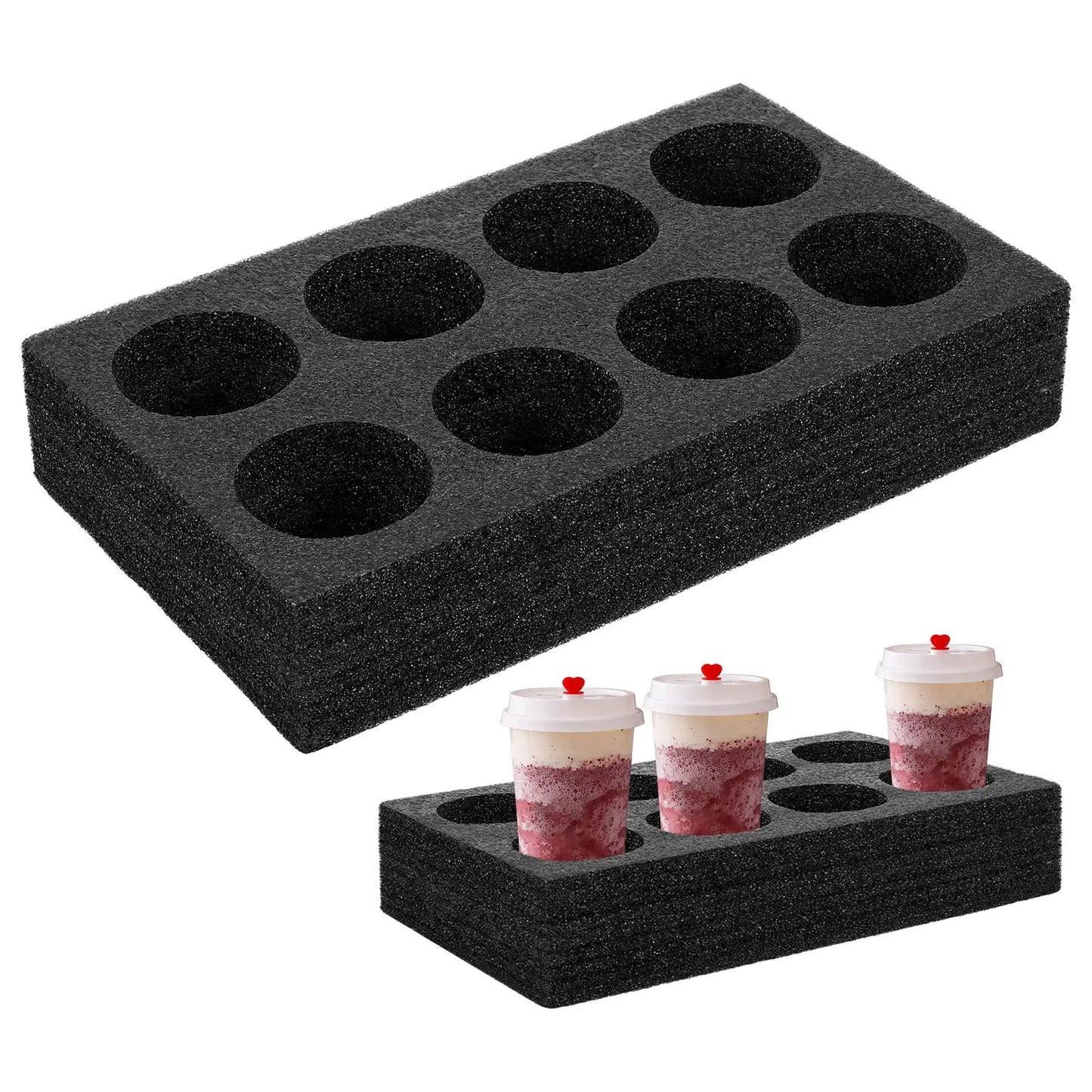 Black Foam Rv Essentialss 8 Hole Glass Cup Holder Bottle Storage Party Takeout Campervan Camping Cup Carrier Tray Drink Carrier