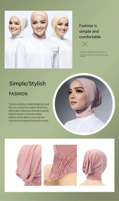 Musilim Women Fashion Elastic Basic Tube Hat Modal Cotton Under Scarf Cap Islamic Inner Cap Easy to Wear Sports Hijab