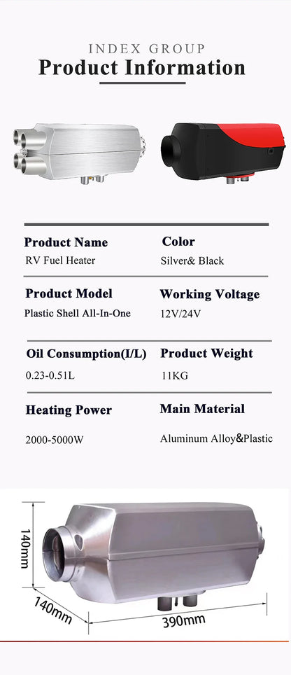 RV Boats Trucks Trailer Used 12/24V Non-freezing Heater In Electric Heaters Air Fuel Heater