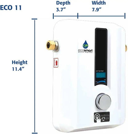 11 Electric Tankless Water Heater, 13KW at 240 Volts with Patented Self Modulating Technology