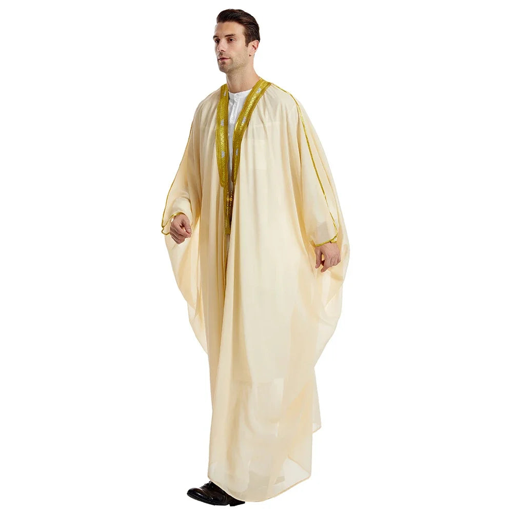 Men Muslim Embroidery Open Abaya Jubba Thobe Cardigan Dress Kimono Turkey Dubai Saudi Kaftan Islam Clothing Prayer Caftan Abayas