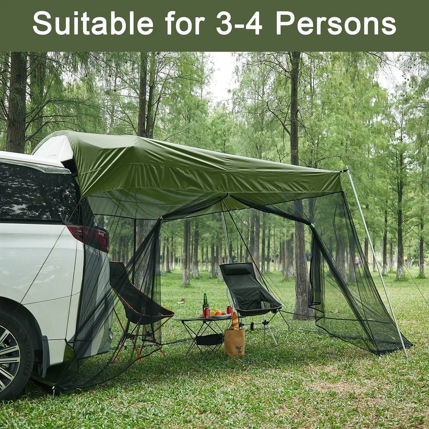 Mosquito Net, Portable SUV Tent Tailgate Shade Car Canopy for Outdoor Camping Car Travel