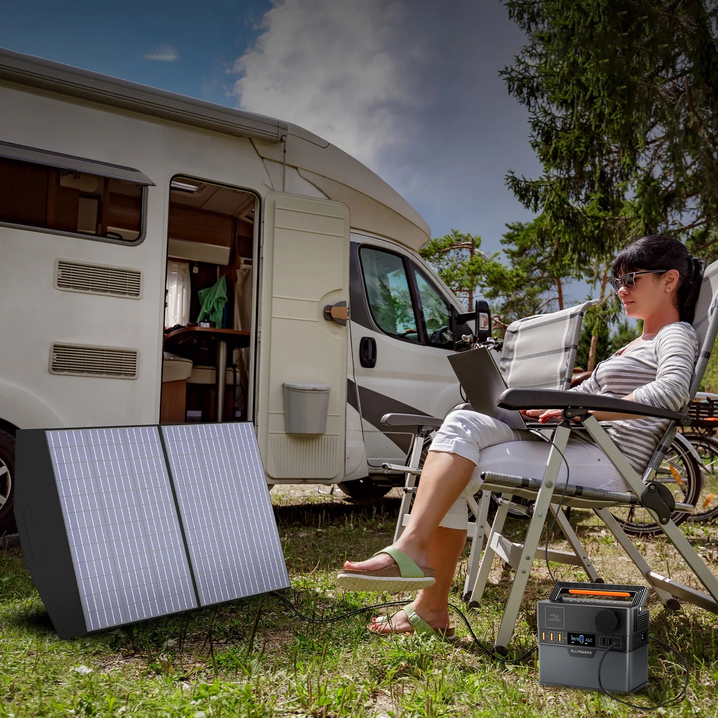 ALLPOWERS Portable Power Station S300 288Wh Solar Generator With 18V 100W Portable Solar Panel for Outdoor Camping RV Home