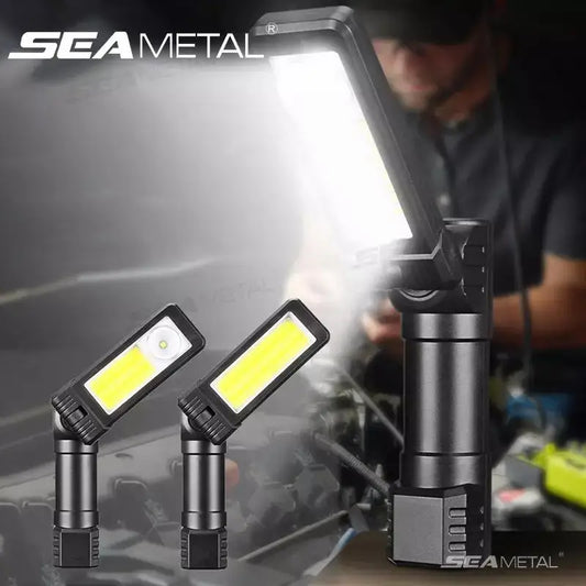 SEAMETAL Portable Work Light 6-Mode 360-Degree Led Charging Head-Mounted/Magnet Base Foldable Inspection Light for Car Repair