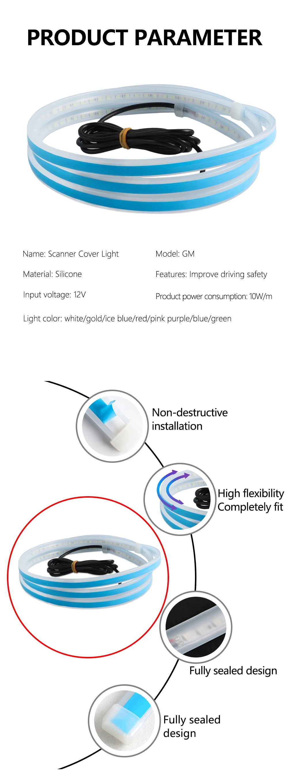 RXZ LED Daytime Running Light Scan Starting Car Hood Decorative Lights DRL Auto Engine Hood Guide Decorative Ambient Lamp 12V