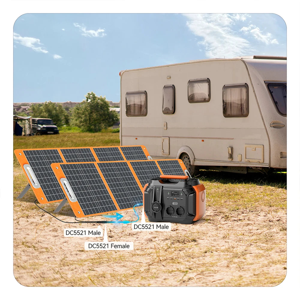 FF Flashfish 18V 60W Foldable Solar Panel Portable Solar Charger with DC Output USB-C QC3.0 for Phones Tablets Camping RV Trip