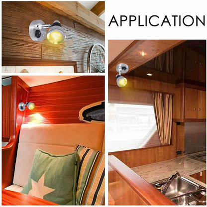 1 Pair 12V LED Interior Reading Lights Switch Campervan Boat Wireless Portable Auto Interior Lamp 3W 3000K RV Camper Accessories