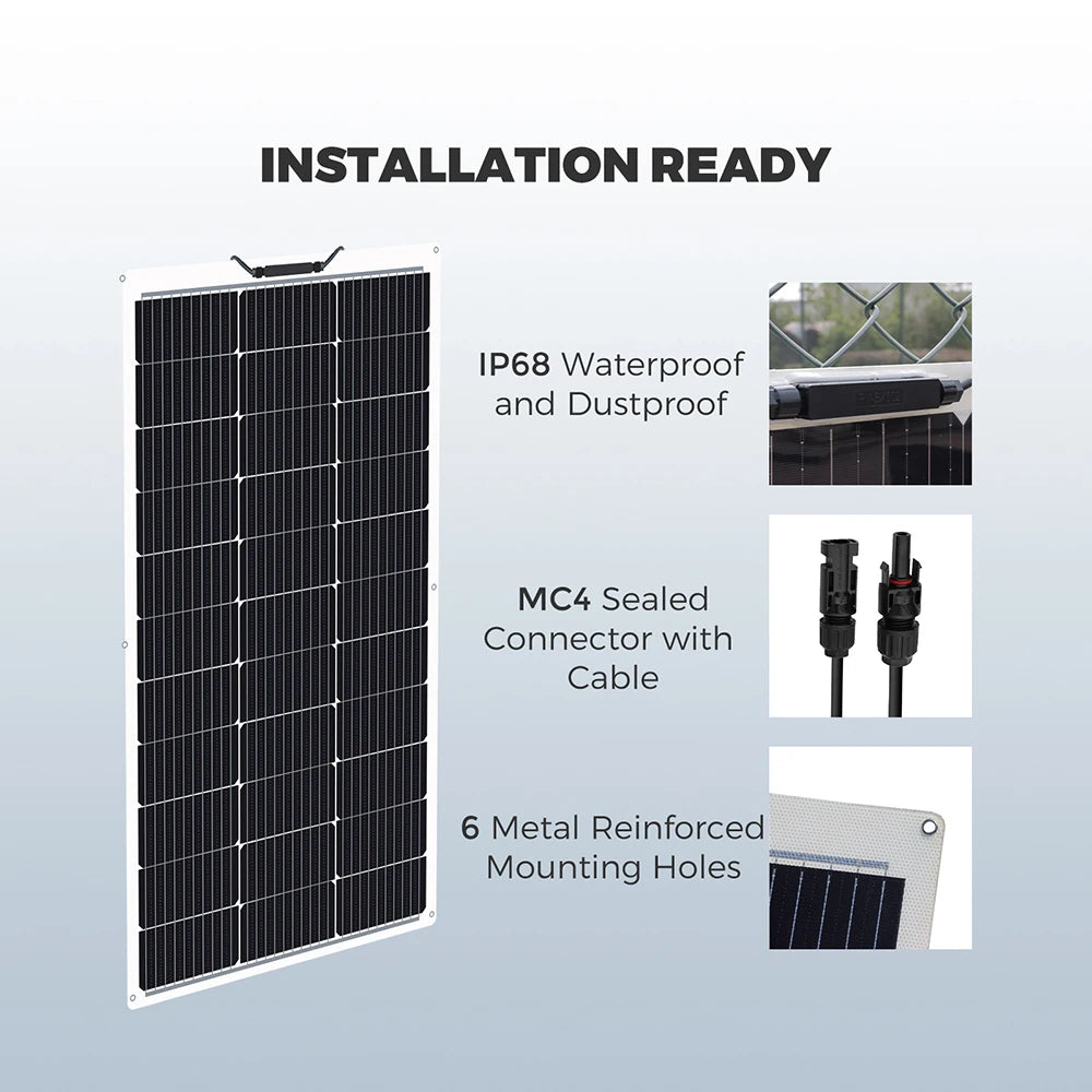 Semi- Flexible Solar Panel 150W 21.6V balcony photovoltaic PV 150 WATT CELL for home boat camper 12v /24V battery charger