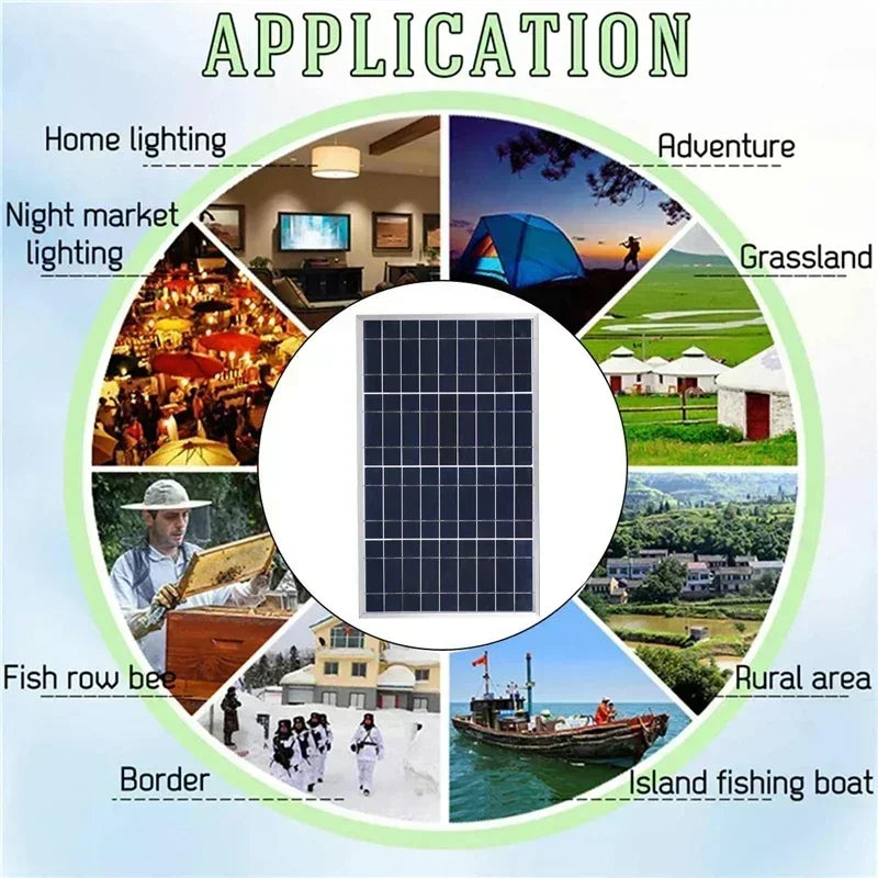 300W Solar Panel Kit Complete 12V Polycrystalline USB Power Portable Outdoor Rechargeable Solar Cell Solar Generator for Home