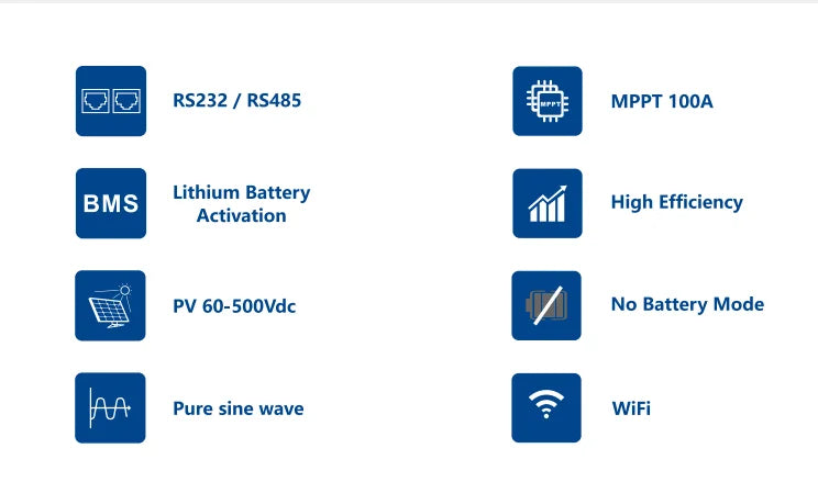 6.2KW 4KW 48V 24V Hybrid Solar Inverter MPPT Pure Sine Wave On/Off Grid Inversor 230V Built-in 120A 100A Solar Charger PV 500V