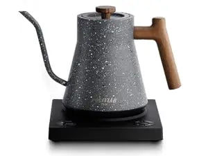 Electric Gooseneck Kettle, 1200W Electric Tea Kettle Real Wood Handle, 34oz Pour Over Electric Kettle for Coffee & Tea, 18/8 Sta