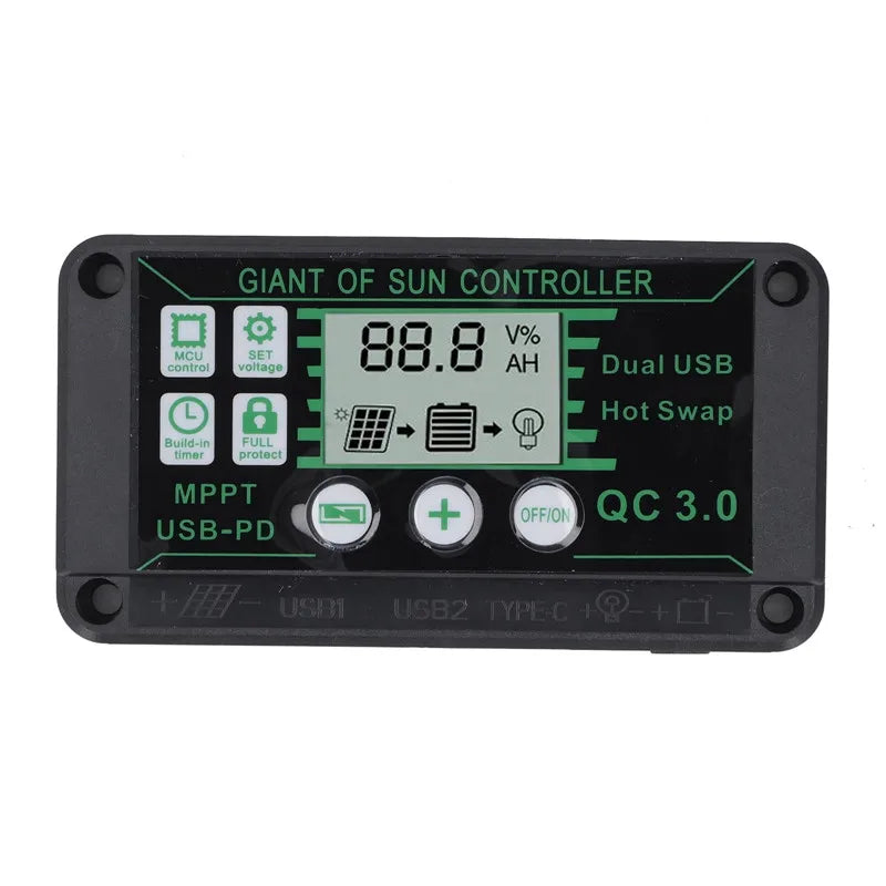 Waterproof MPPT Solar Charge Controller 10/20/30/40/50/80/90/100A 12V/24V Dual USB Auto Display Solar Panel Regulator Controller