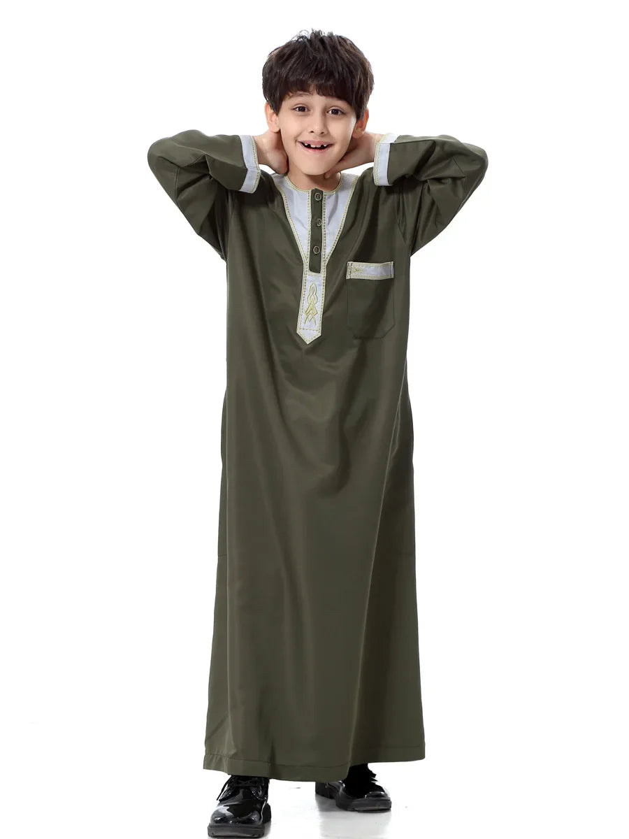 Eid Muslim Kids Abaya Jubba Thobe Dress Kimono Boy Thobe Thawb Caftan for Children Ramadan Long Robes Dress Dubai Arab 2025