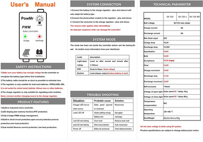 PowMr Mini Size 5A 10A 12V  IP67 Waterproof Solar Charge Controller Working for 24 hours Solar Regulator for Small Power System