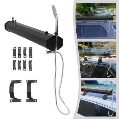 Black 20L Portable Water Tank for Camping Roof-mounted Road Shower Roof Rack Mount Road Shower Outdoor Activities Water Supply