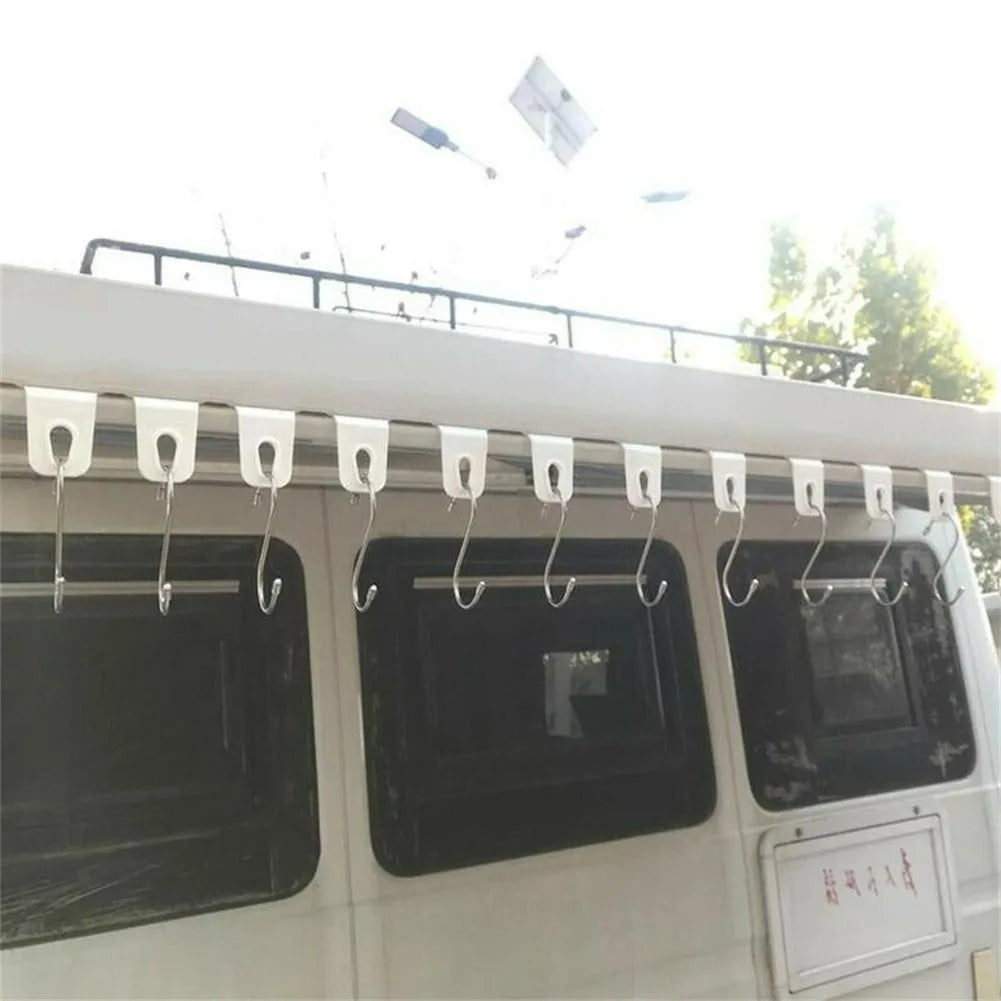 10pcs Awning Hanger Hook RV Awning Hook Ring Clothes Hanger Clip RV Awnning Hook White Plastic Vehicle Accessories