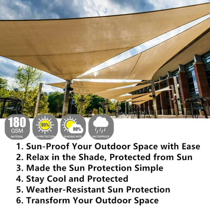 Triangle 2/3/3.6/5M Canopy with Fastening Ropes Premium Weatherproof Breathable Sun Shelter Sun Shade Sails Cloth Outdoor Awning