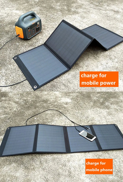 200W Foldable Solar Panel Dual USB +DC Solar Cell Portable Folding Waterproof Solar Charger Outdoor Mobile Power Bank Charger