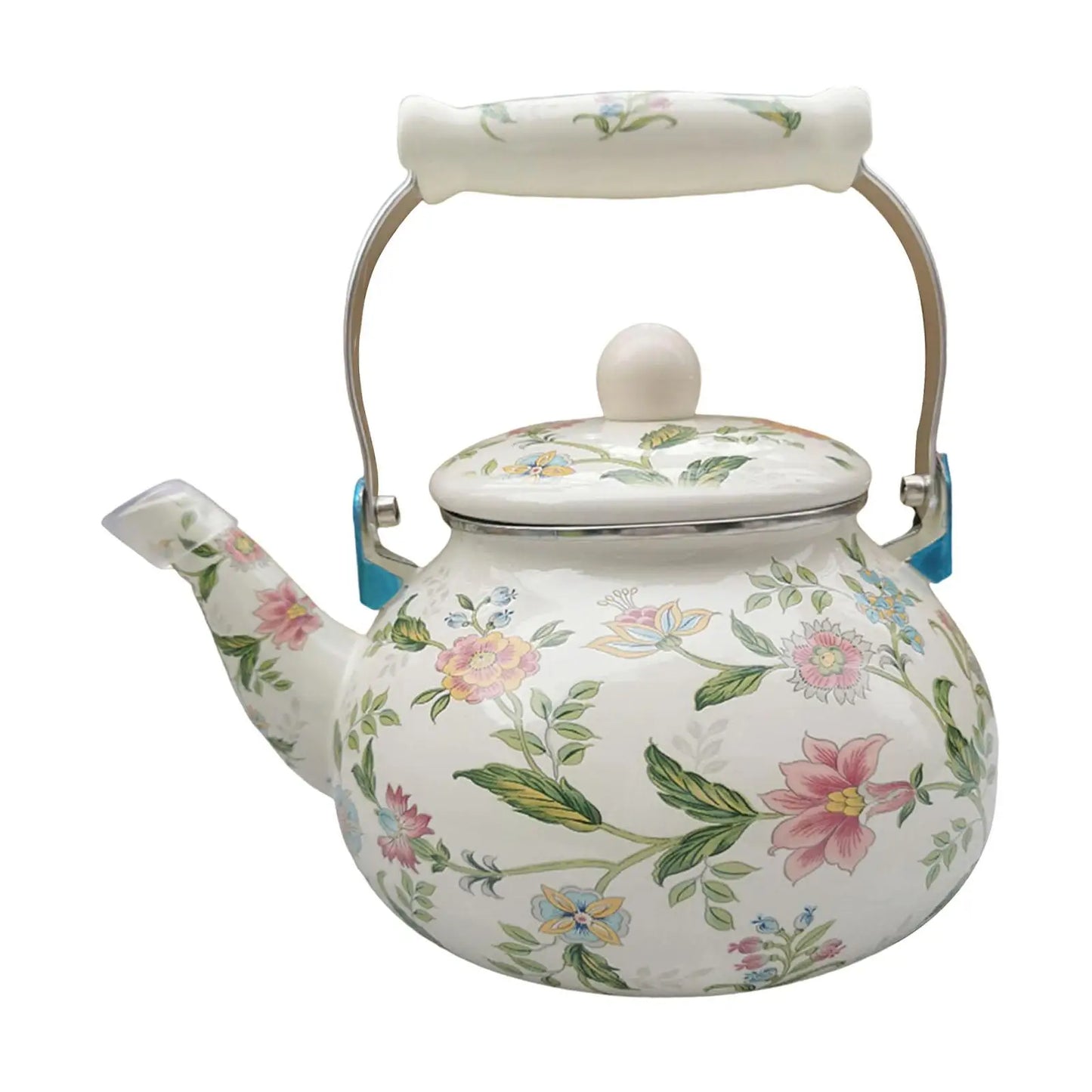 Enamel Tea Kettle with Handle Water Milk Warmer Durable Comfortable Grip 2.5L Teapot for Restaurant Household Party Office Beer