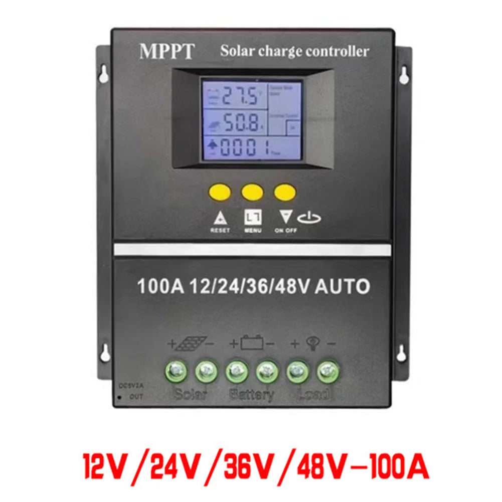 100A MPPT Solar Charge Controller Solar Panel Regulator LCD Display Auto Solar Charge Controller 12V 24V 36V 48V for Solar Panel