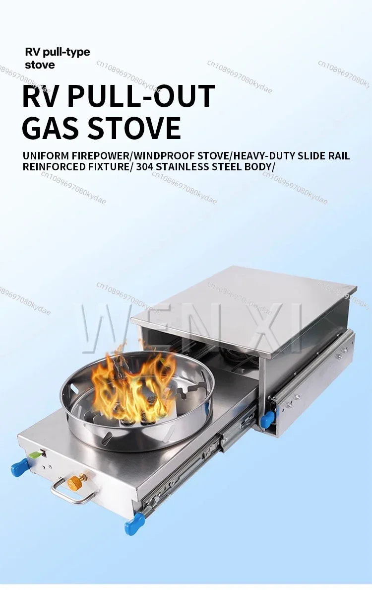 RV Stainless Steel Sink with Gas Stove Slide Out Kitchen for Camper Trailer Caravan Motorhome