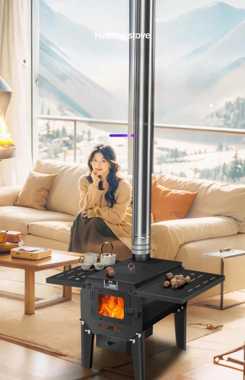 Portable Indoor Camping Wood Stove House Picnic Modern Metal Camping Heater Winter Smokeless Chimenea Artificial Furniture