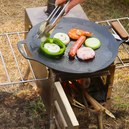 Large Portable Fire Wood Stove with Window Pipe, Tent Heater, Cot Camping, Ice-fishing Cooking, Outdoor BBQ