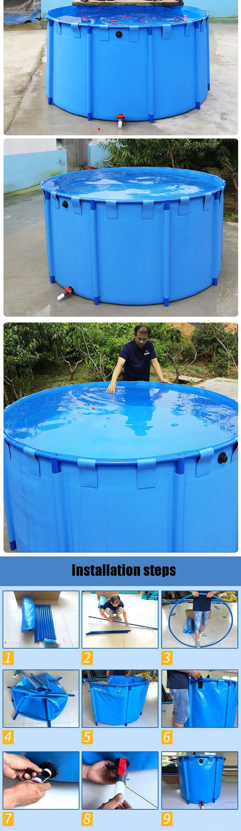 Storage Tank Round Folding Swimming Pool Plastic Water Tank Multi-Purpose Canvas Fish Farming Pond