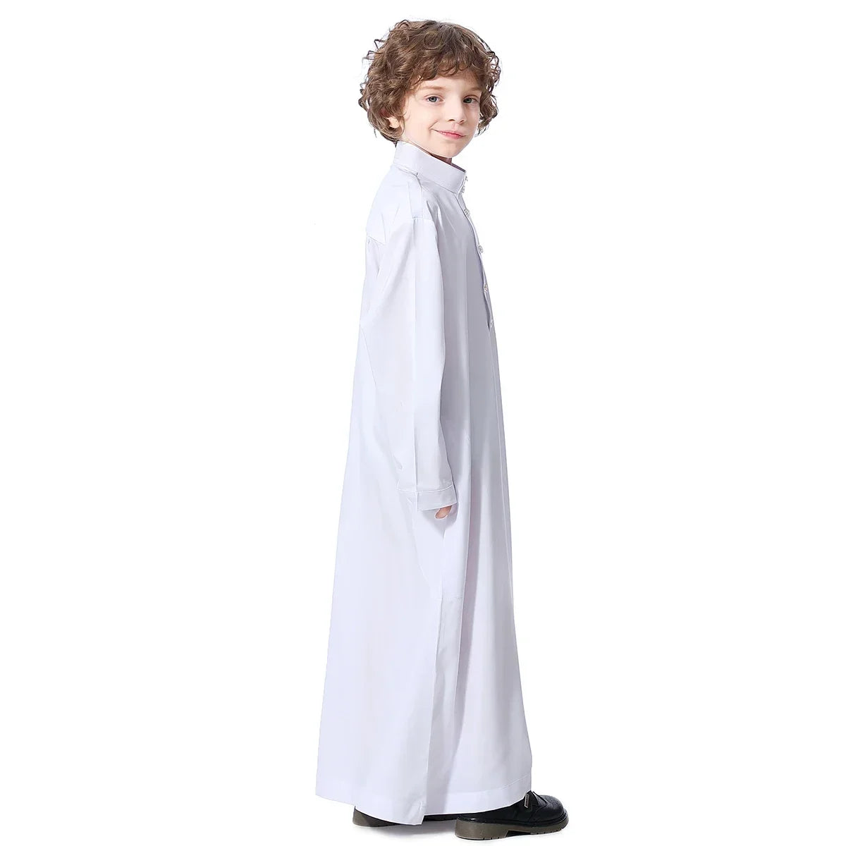 Muslim Saudi Kids Boys Dishdasha Long Sleeve Robe Thobe Dubai Islamic Abaya Middle East Arab Clothing Child Dress Kaftan Caftans