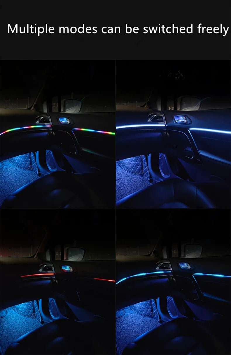 Universal Symphony Car Ambient Lights 64 RGB Car Interior Acrylic Light Guide Fiber Optic Car Decoration Atmosphere Light 18 in1