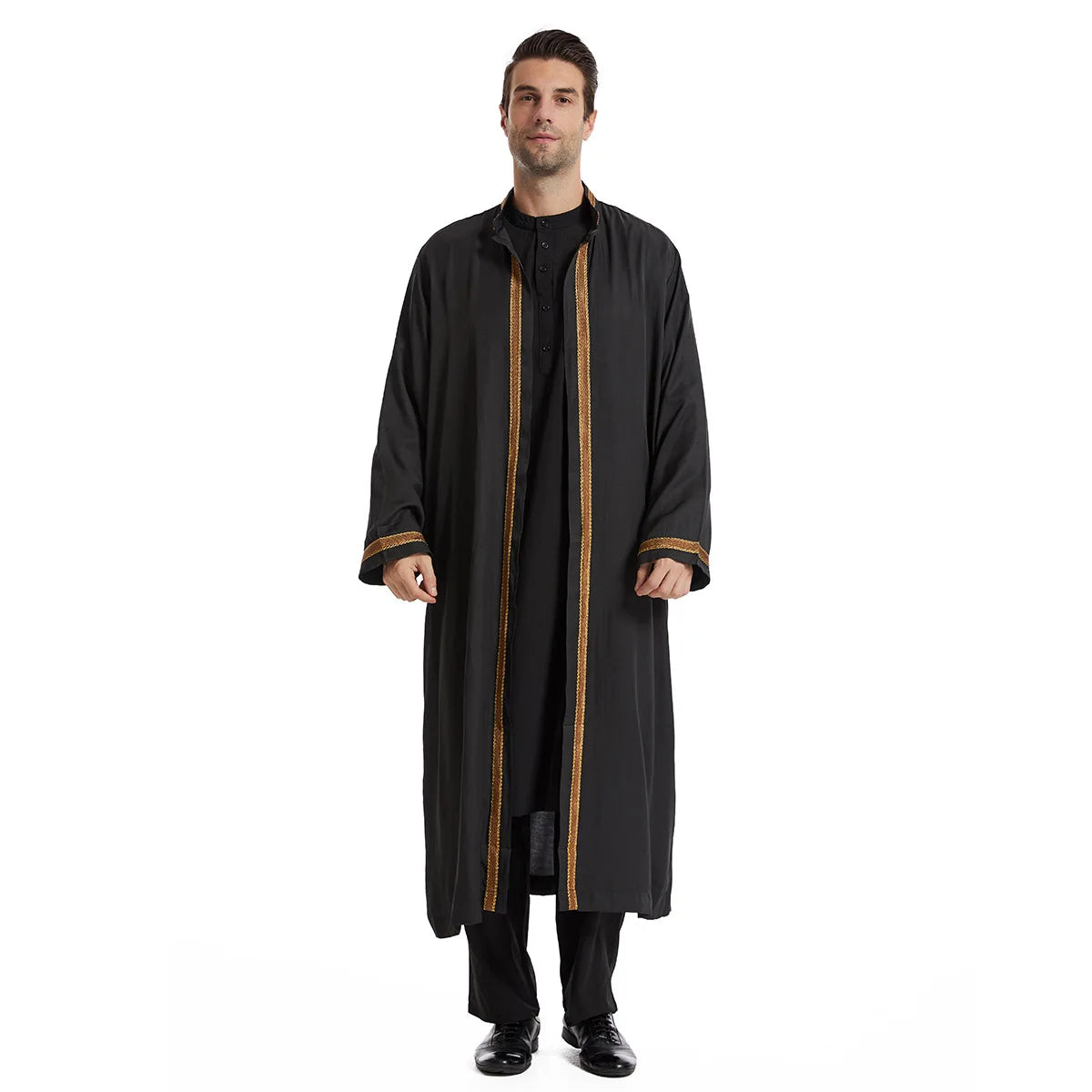 Eid Cardigan Muslim Men Jubba Thobe Mens Abaya Long Dress Islamic Ramadan Kimono Long Robe Saudi Arabic Musulman Caftan Dubai