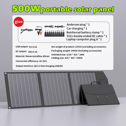 Flexible Foldable Solar Panel High Efficience Travel & Phone & Boat Portable 12V 2000w 1500w 1000w 500w Solar Panel Kit