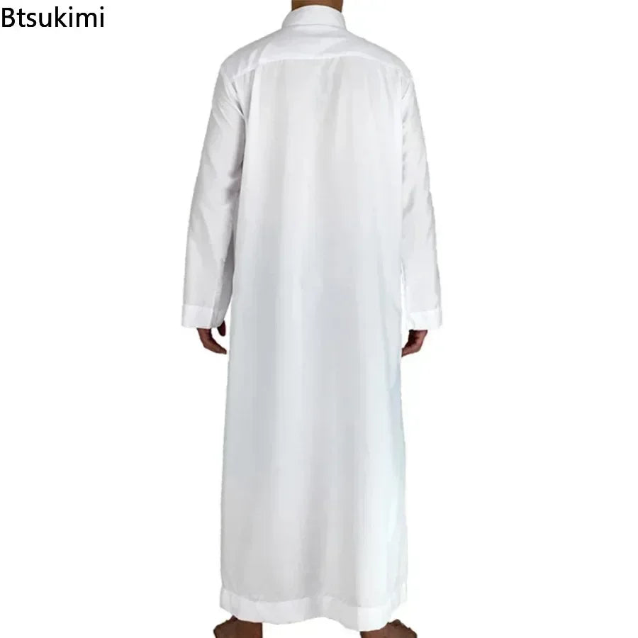 2025 Islamic Clothing Men Jubba Thobe Muslim Long Sleeve Loose Man Saudi Arabia Pakistan Kurta  Muslim Costumes Tunic Men Abaya