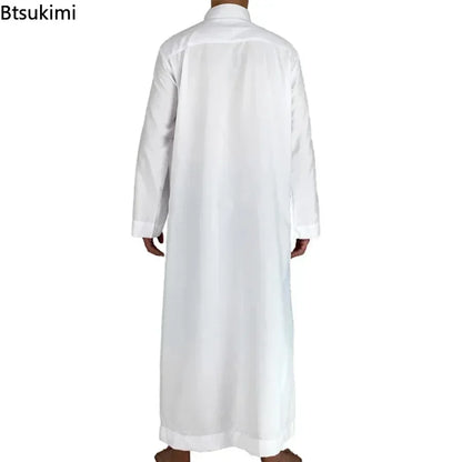 2025 Islamic Clothing Men Jubba Thobe Muslim Long Sleeve Loose Man Saudi Arabia Pakistan Kurta  Muslim Costumes Tunic Men Abaya