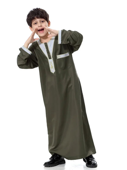 Eid Muslim Kids Abaya Jubba Thobe Dress Kimono Boy Thobe Thawb Caftan for Children Ramadan Long Robes Dress Dubai Arab 2025