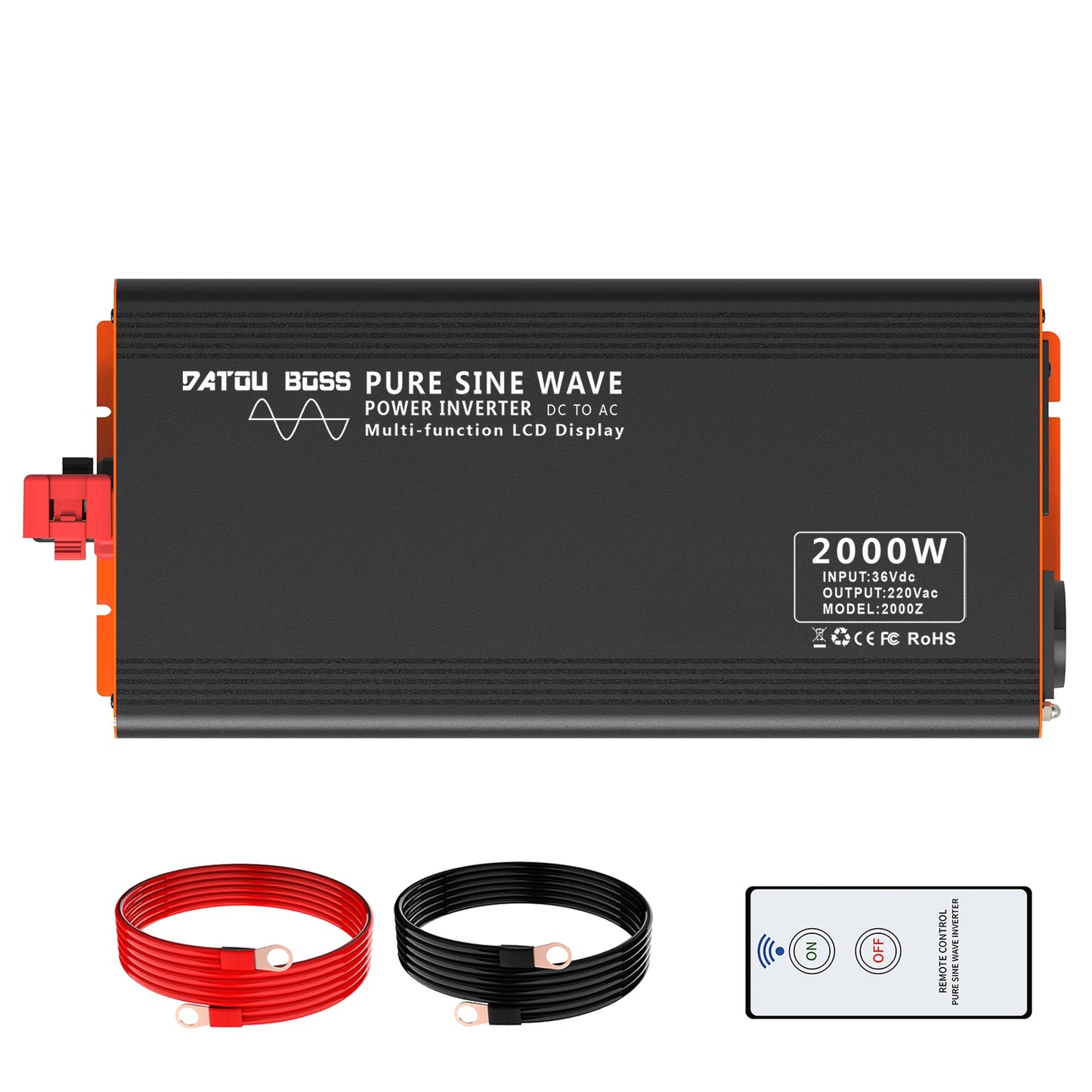 DATOUBOSS Pure Sine Wave Inverter 4000W DC 12V 24V 36V 48V 60V 72V to AC 220V 240V  Continuous Power 2000W With LCD Inverter