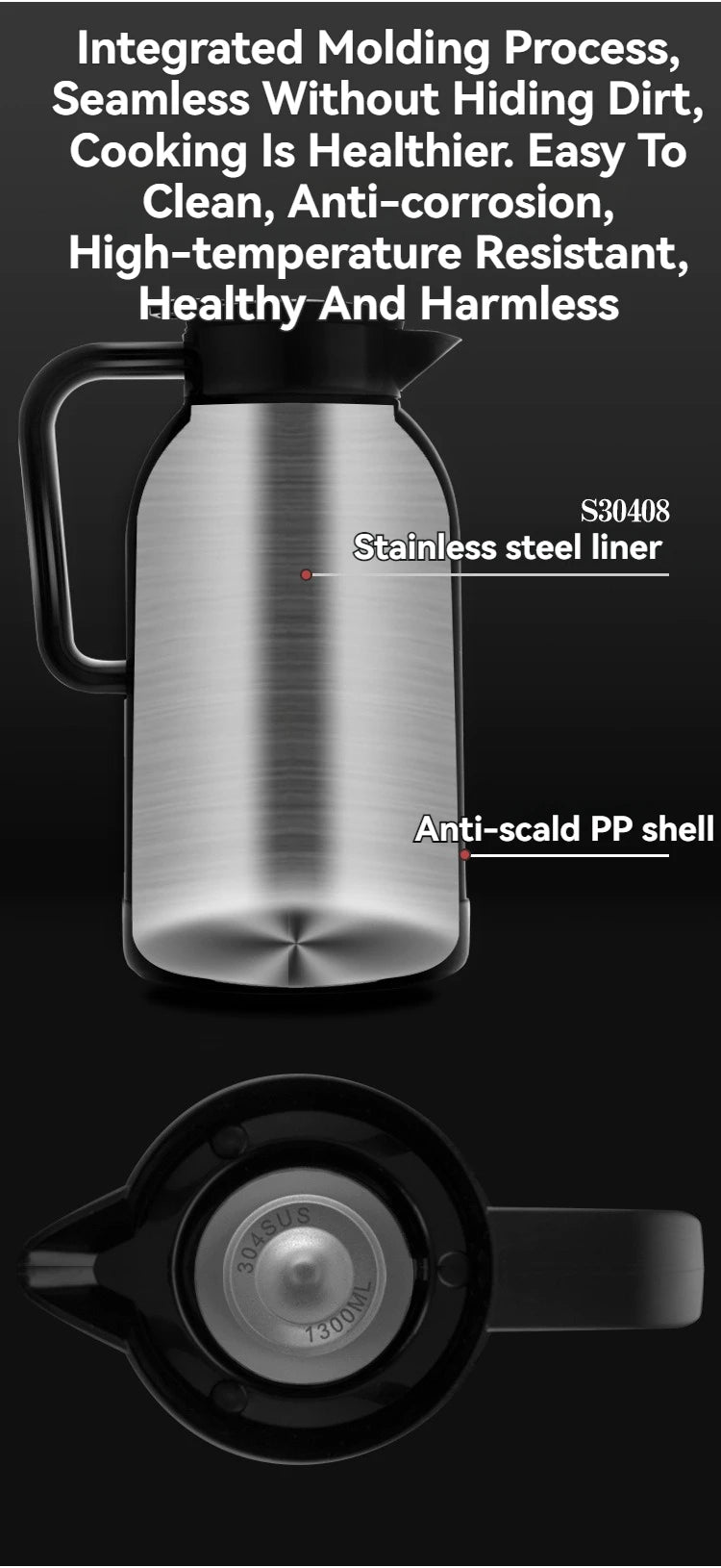 Car Home Electric kettle 1300ML Open Water Cup 12V/24V Temperature-controlled LCD Display 304 Stainless Steel  Travel Coffee