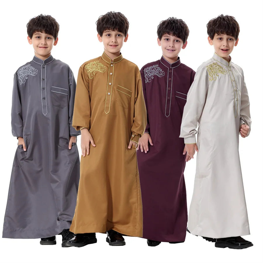 Eid Boy Children Abaya Dubai Kaftan Arabic Qatar Muslim Kids Robe Caftan Ramadan Long Dress Islamic Clothing Boy Jubba Thobe