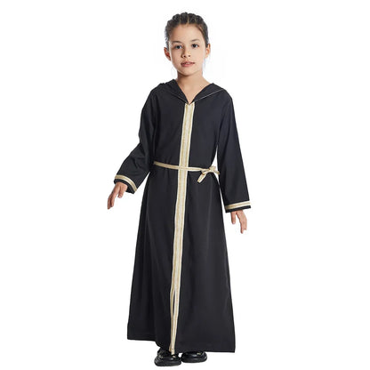 Kids Muslim Girls Abaya Prayer Hooded Long Maxi Dress Turkey Kaftan Arab Robe Dubai Islam Morocco Eid Party Ramadan Gown Caftan