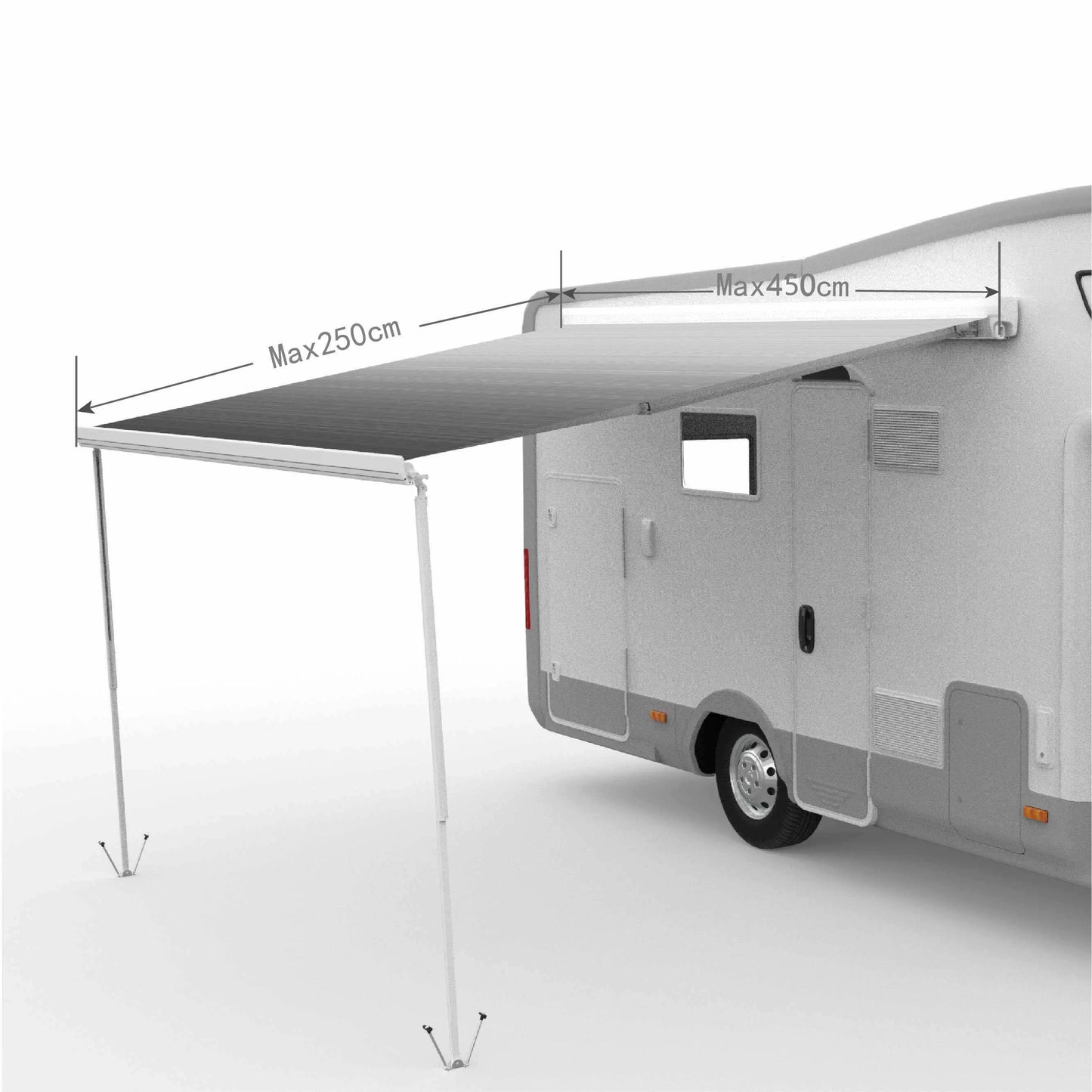 Caravan Awnings,Motorhome Manual Electric RV SunShade Cassette Awnings Caravan Camper Van Awning With Led Light Strip