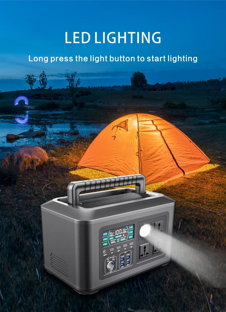 1000W 1024WH Camping Portable Power Station 220V EU Lifepo4 Battery Camping Powerstation Bank Solar Generator RV Camping Laptop