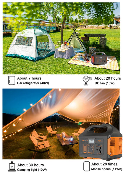 Portable Power Station 500W Solar Power Generator 110V 220V  LiFePO4 Charging Station Camping Battery Energy Station For Camping