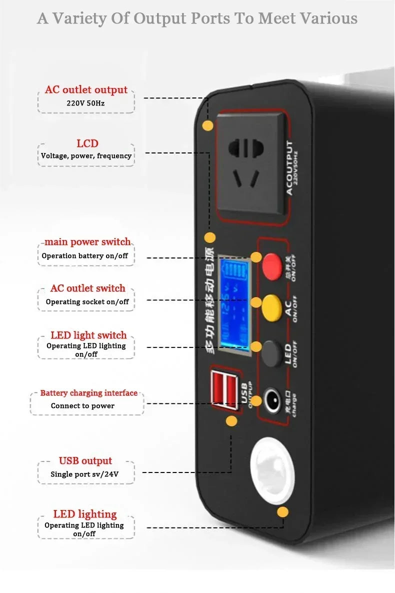 Power Station 220V300WOutdoor Power Bank 90000mah Portable  Home Camping Lifepo4 Electric System Rechargeable Generator