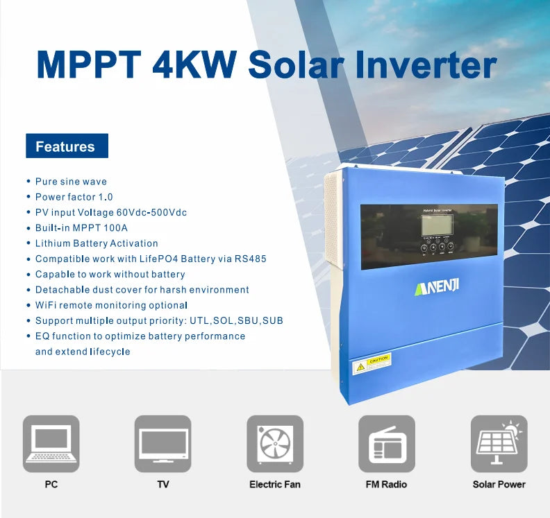 6.2KW 4KW 48V 24V Hybrid Solar Inverter MPPT Pure Sine Wave On/Off Grid Inversor 230V Built-in 120A 100A Solar Charger PV 500V