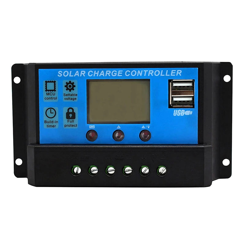 10A 20A 30A PWM Solar Charge Controller 12V/24V Solar Regulator USB 5V Panel Battery Regulator Intelligent LCD Display