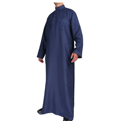 New 2025 Middle East Muslim Men Dress Long Sleeve Jubba Thobe Ramadan Eid Dishdasha Robe Muslim Islamic Kaftans Arab Clothing