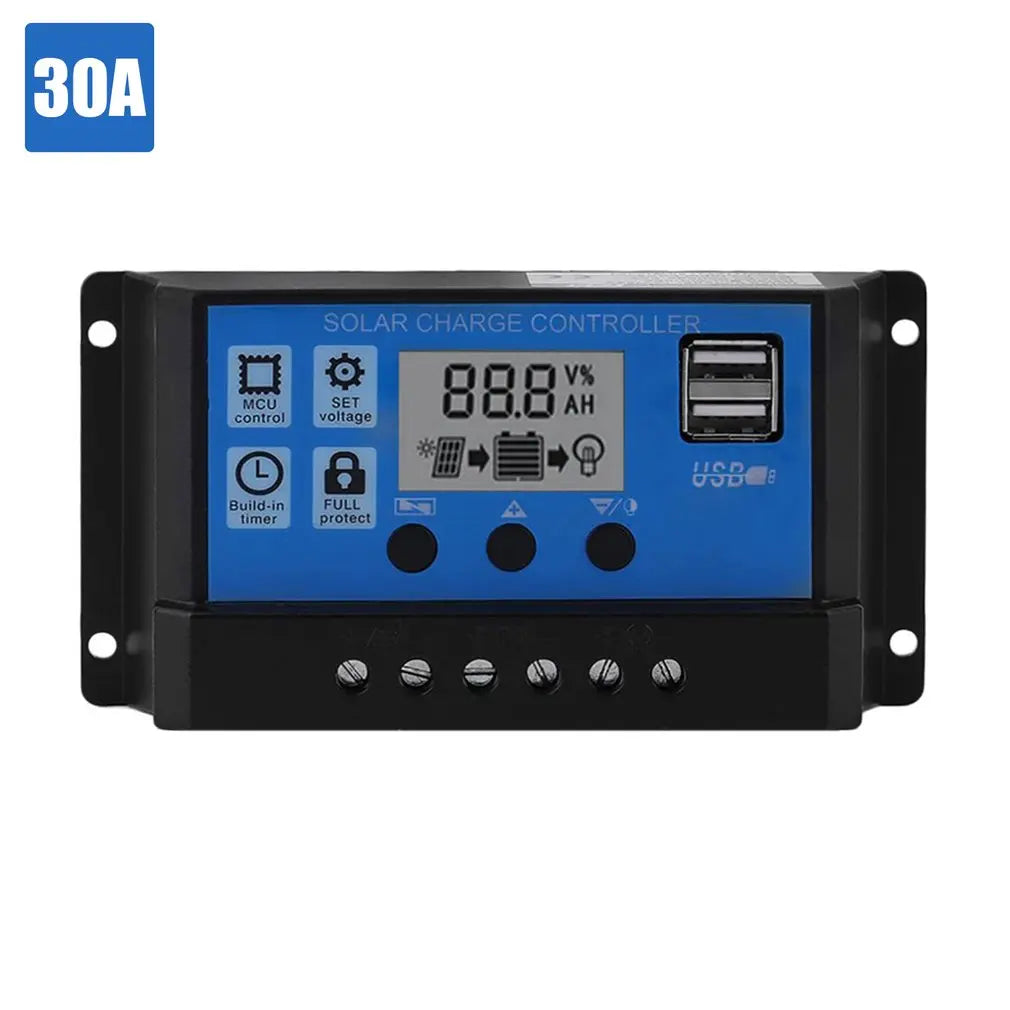 Solar Charge Controller 12V/24V Lithium Lead-acid Battery Solar Controller PMW Charging Management Solar Charger Regulator 10A