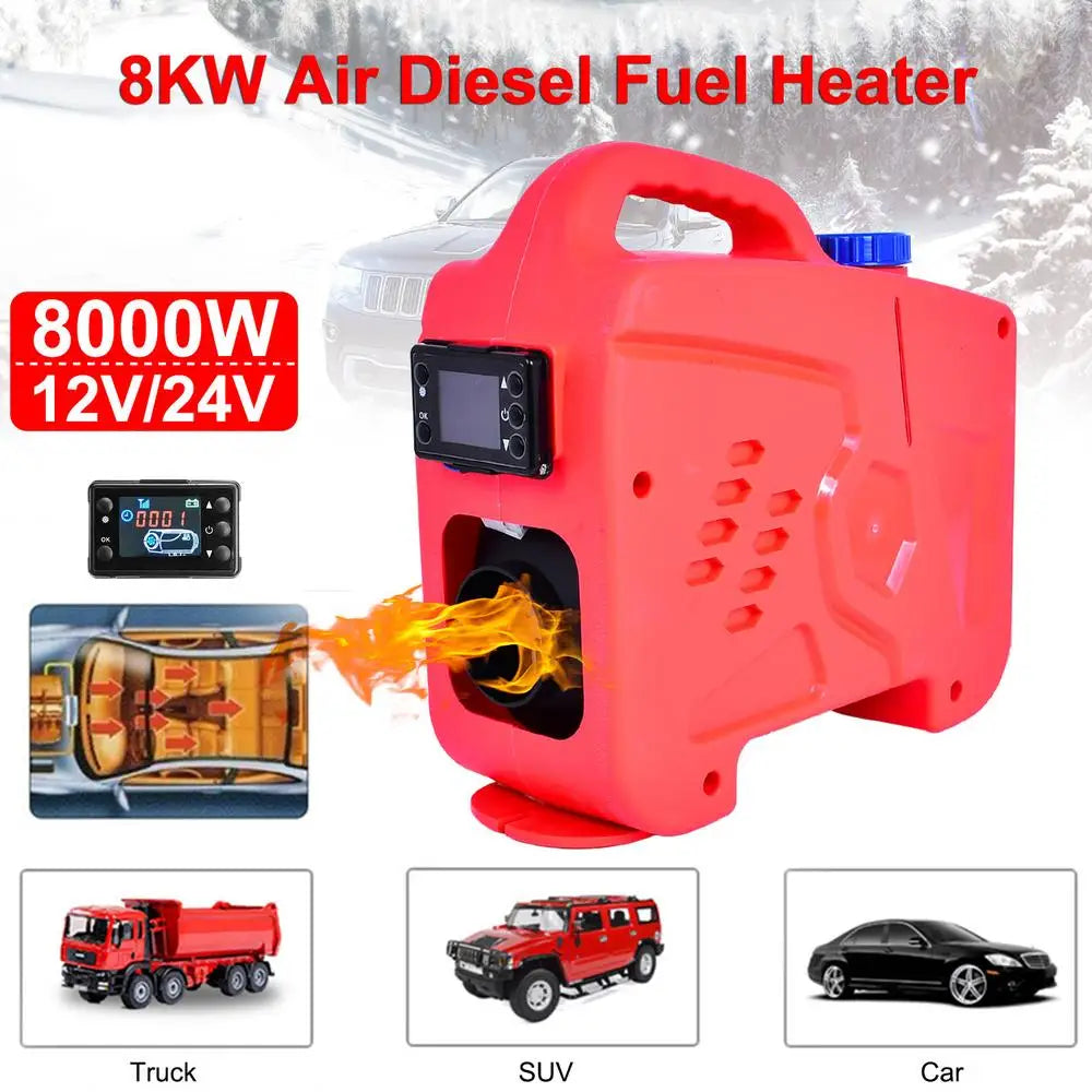 12V8KW Car Diesel Heater Auto Parking Air Heater With Remote Control LCD Monitor All In One Autonomous Vehicle Supplies